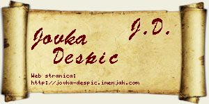 Jovka Despić vizit kartica